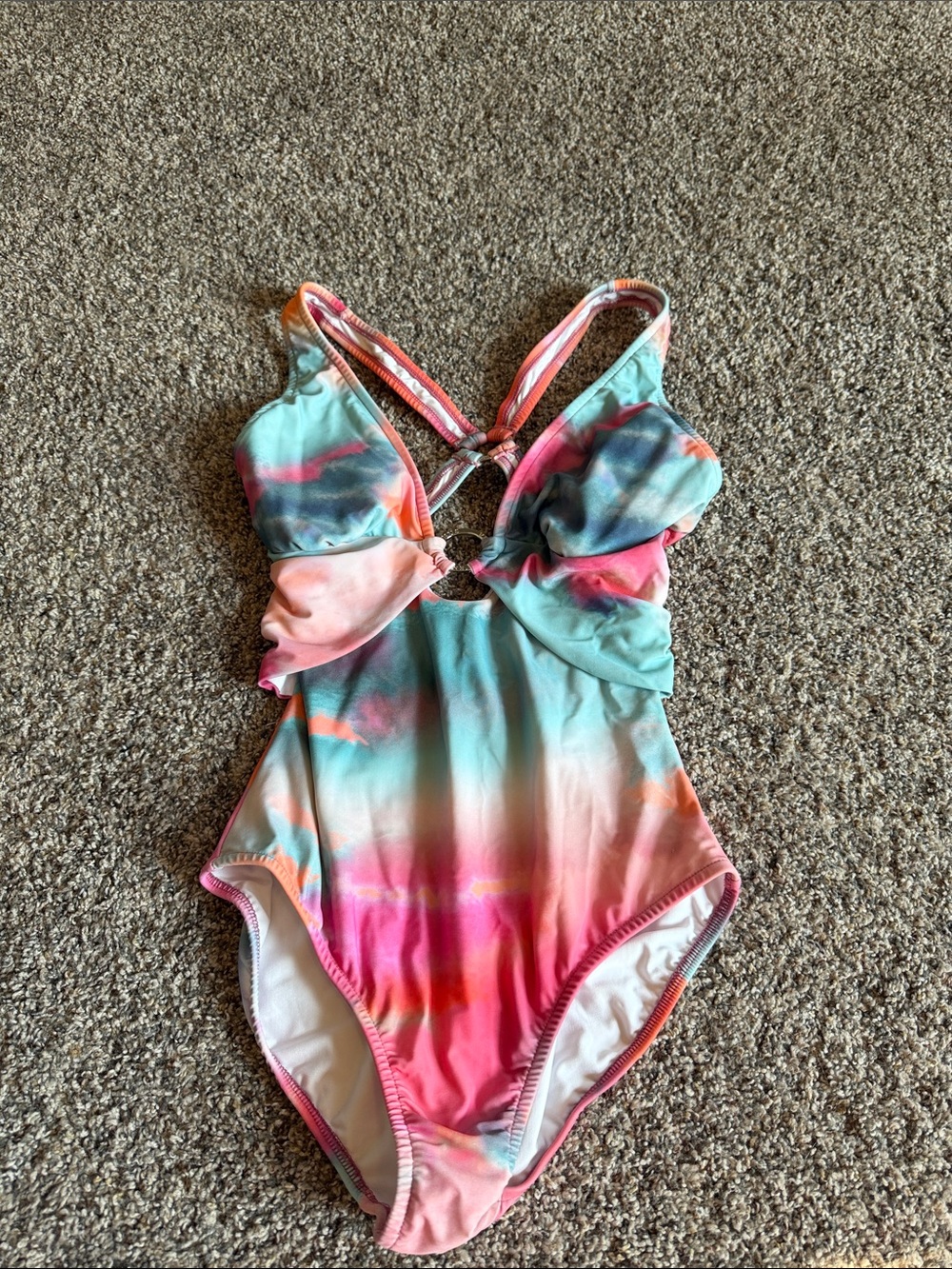 New VENUS Pink & Aqua Tie-Dye One-Piece Swimsuit Size 8